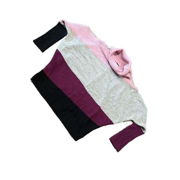 Color Block Oversized Turtleneck Sweater, Black, Purple, Gray, Pink - Picture 2 of 6